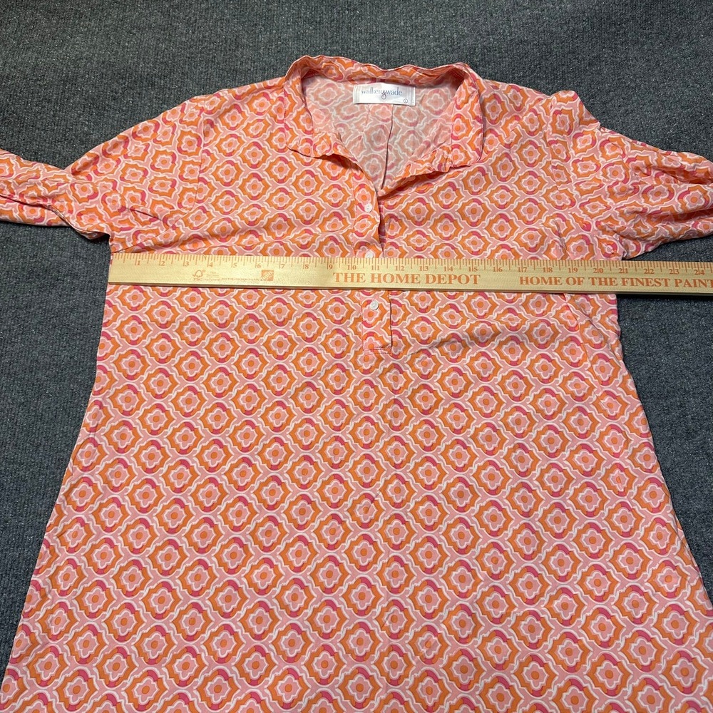Walker & Wade Orange Pink Geometric Tunic Dress Roll Tab Sleeve Womens Large - Picture 7 of 10